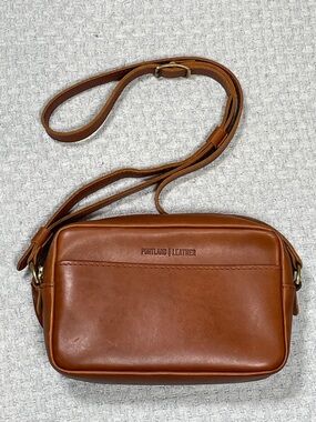 Portland Leather Large Camera Bag Crossbody Purse Honey LARGE SIZE
